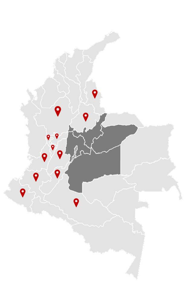 mapa de Colombia con ubicaciones 2